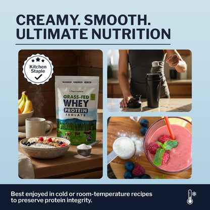 Grass Fed Whey Protein Powder Isolate - Unflavored - Low Carb Keto & Paleo Diet Friendly - Pure Grass-Fed Protein for Shakes, Smoothies, Drinks & Recipes- Non GMO & Gluten Free - 1 Pound